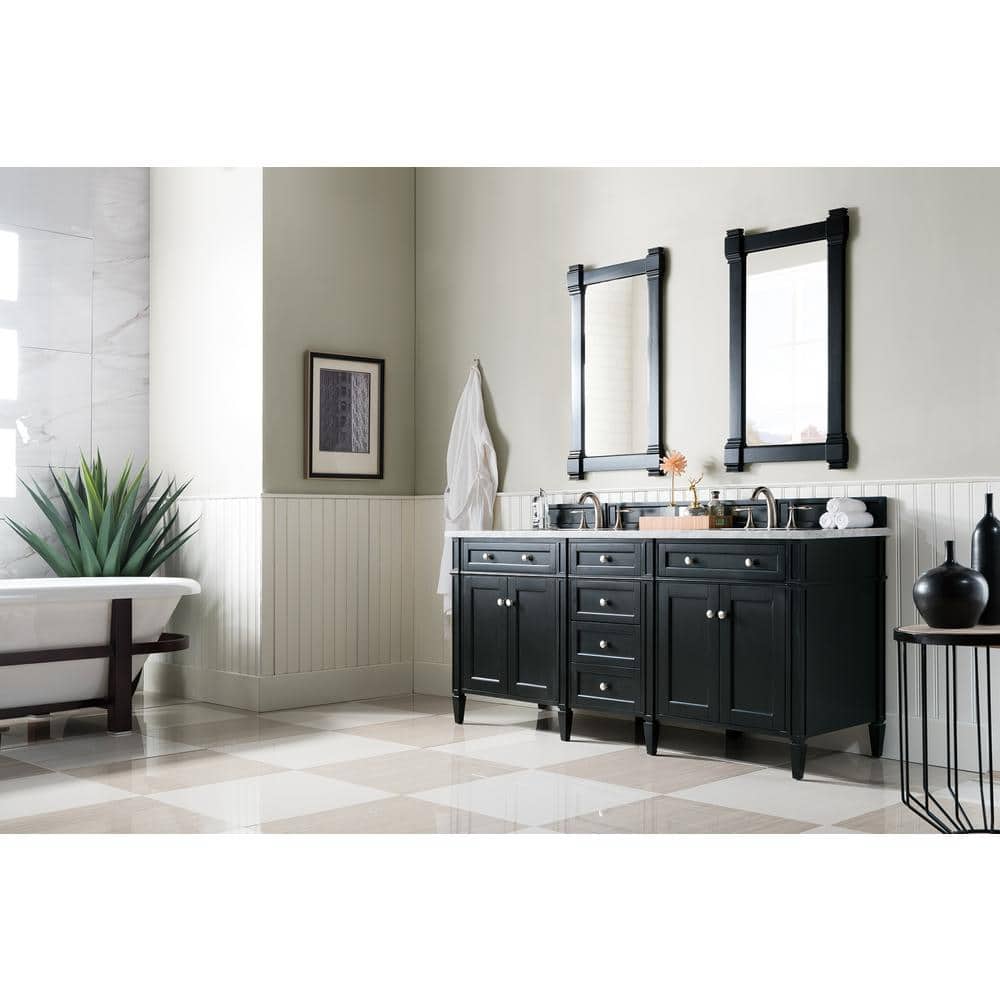 Brittany 72 in. W x 23.5 in.D x 34 in. H Double Vanity in Black Onyx with Marble Top in Carrara White price history on PriceWatchPro
