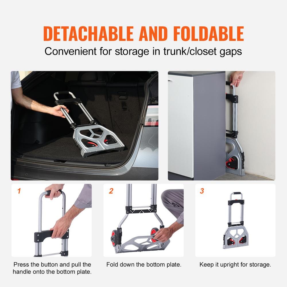 176 lbs Capacity Folding Aluminum Hand Truck & Dolly