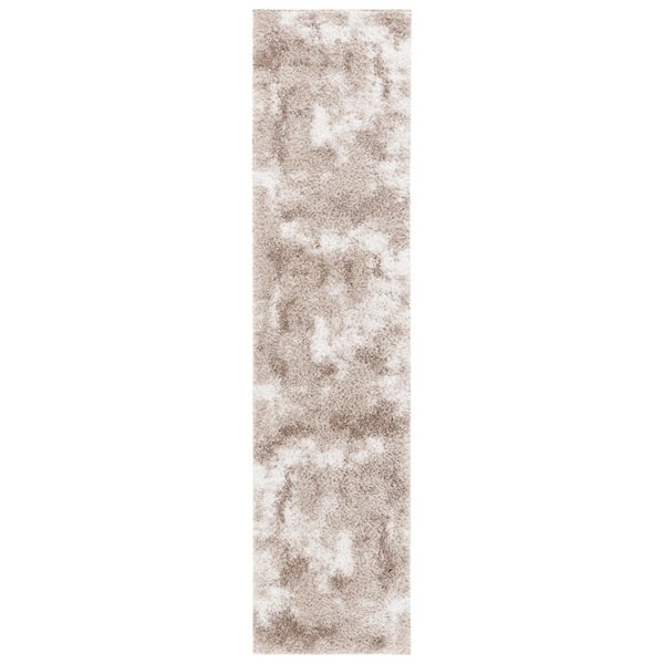 Penelope Shag 2 ft. x 8 ft. Beige/Ivory Taupe Distressed Abstract Runner Rug