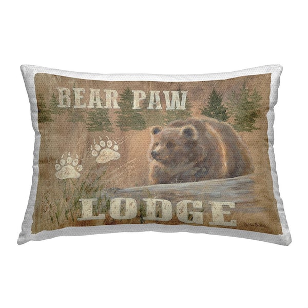 Stupell Industries Bear Paw Lodge Brown Rectangular Outdoor Throw Pillow