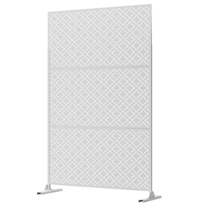 76 in. Galvanized Steel Garden Fence Outdoor Privacy Screen Garden Screen Panels Palace Pattern in White
