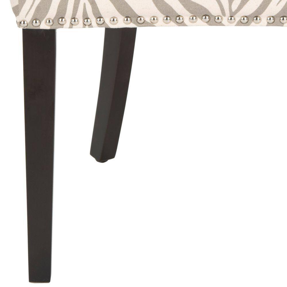 Lester Gray Zebra Linen Parsons Dining Chairs Set of 2