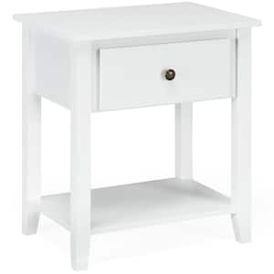 1-Drawer White Nightstand 24 in. x 22 in. x 15 in.