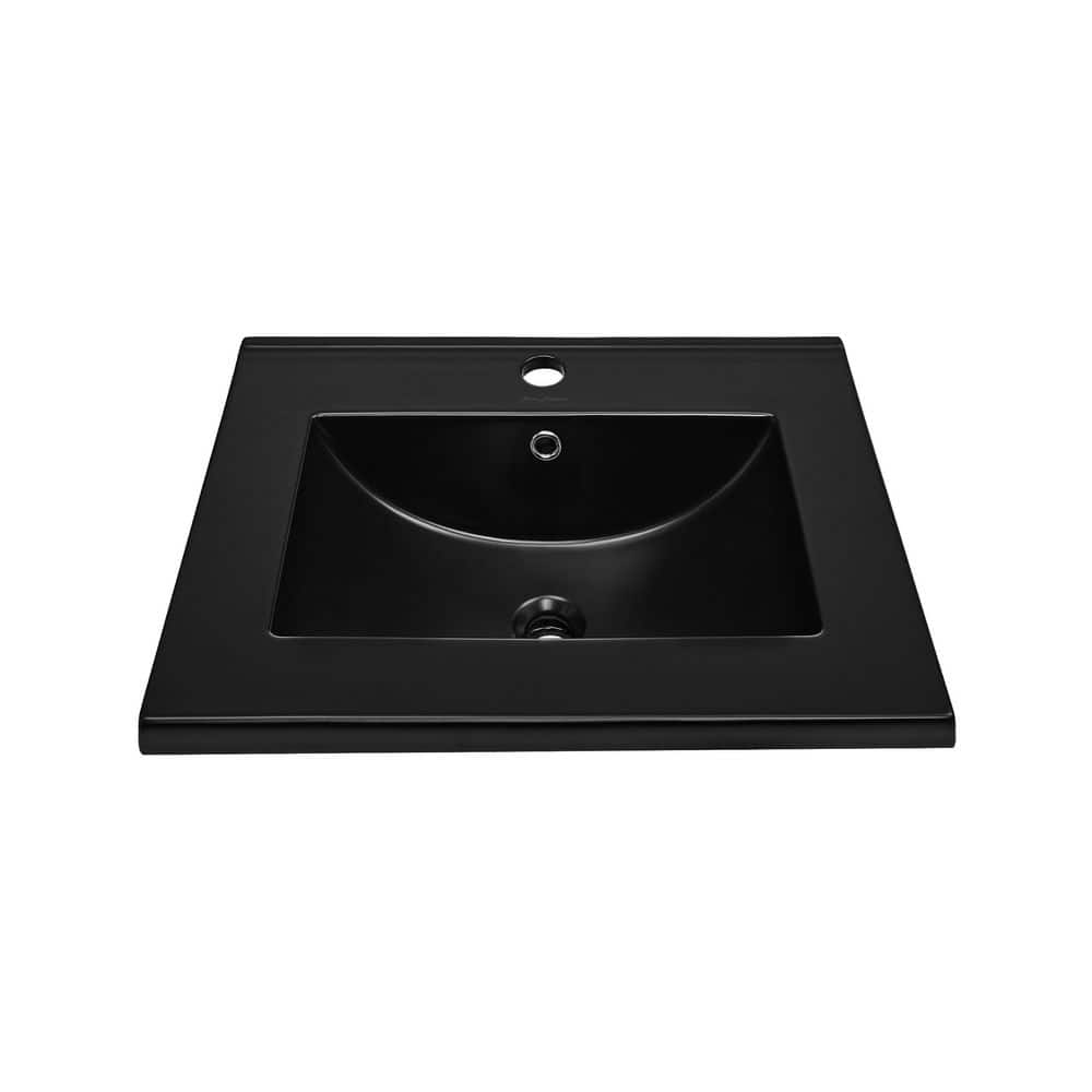 18.5 in. W x 18.5 in. D Ceramic Vanity Top Sink in Glossy Black price history on PriceWatchPro