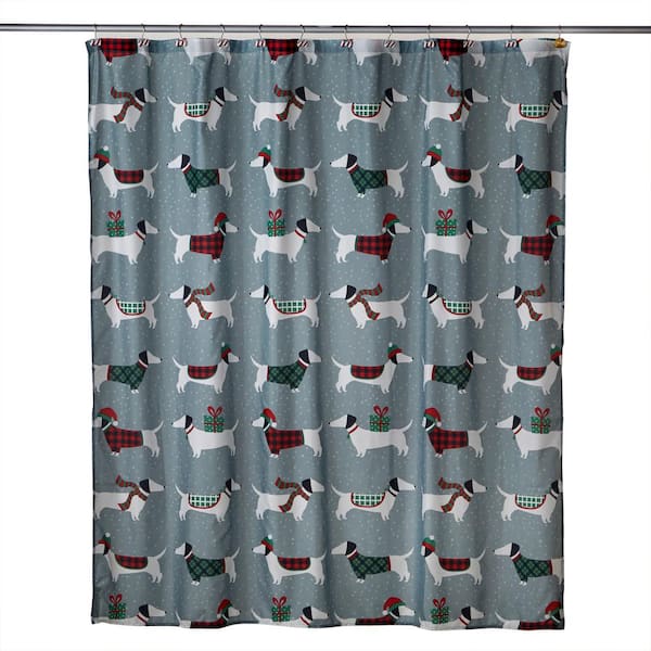 SKL Home Snow Many Dachshund  72 in. x 72 in. 100% Polyester Shower Curtain and 12 Resin Hook Set