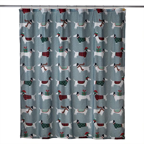 SKL Home Snow Many Dachshund 72 in. x 72 in. 100% Polyester Shower Curtain and 12 Resin Hook Set