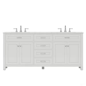 Norwalk 72 in. W x 34.2 in. H x 22 in. D Bath Vanity in White with Marble Vanity Top with White Basin