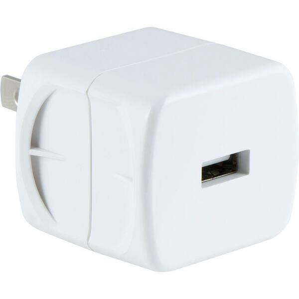 GE 1.0 Amp Single Port AC to USB Adapter, Folding Prongs, White