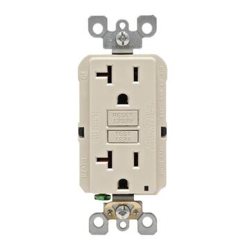 Leviton 20 Amp Self-Test SmartlockPro Slim Duplex GFCI Outlet, Light Almond GFNT2-KT R96-GFNT2-0KT