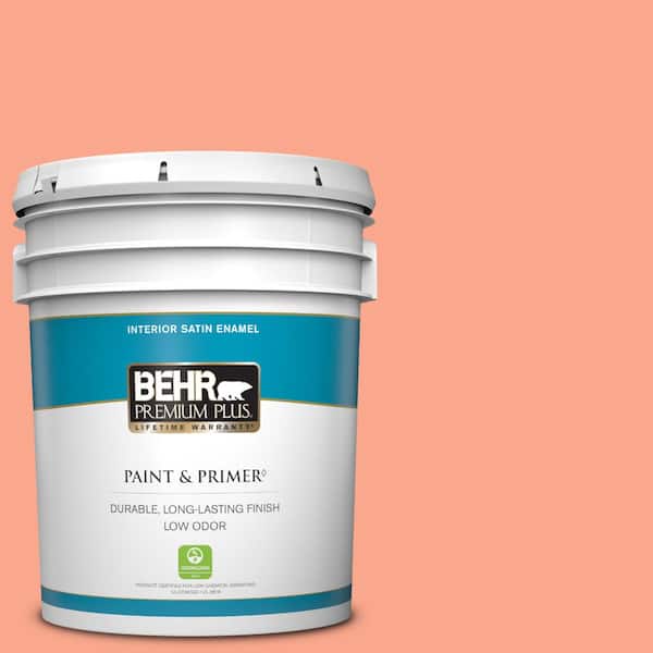 BEHR PREMIUM PLUS 5 gal. #200B-4 Citrus Hill Satin Enamel Low Odor Interior Paint & Primer