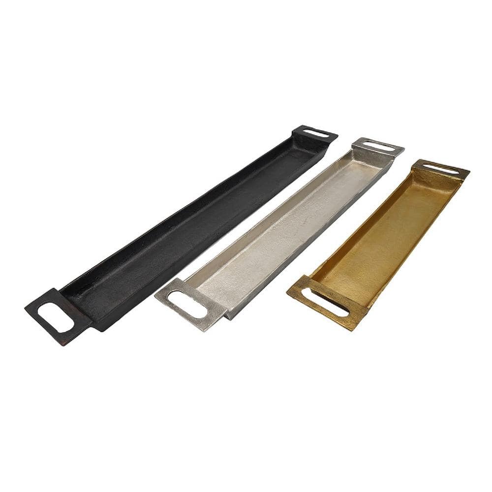 Danny Rustic Gold, Silver, and Black Aluminum Serving Trays - Set of 3