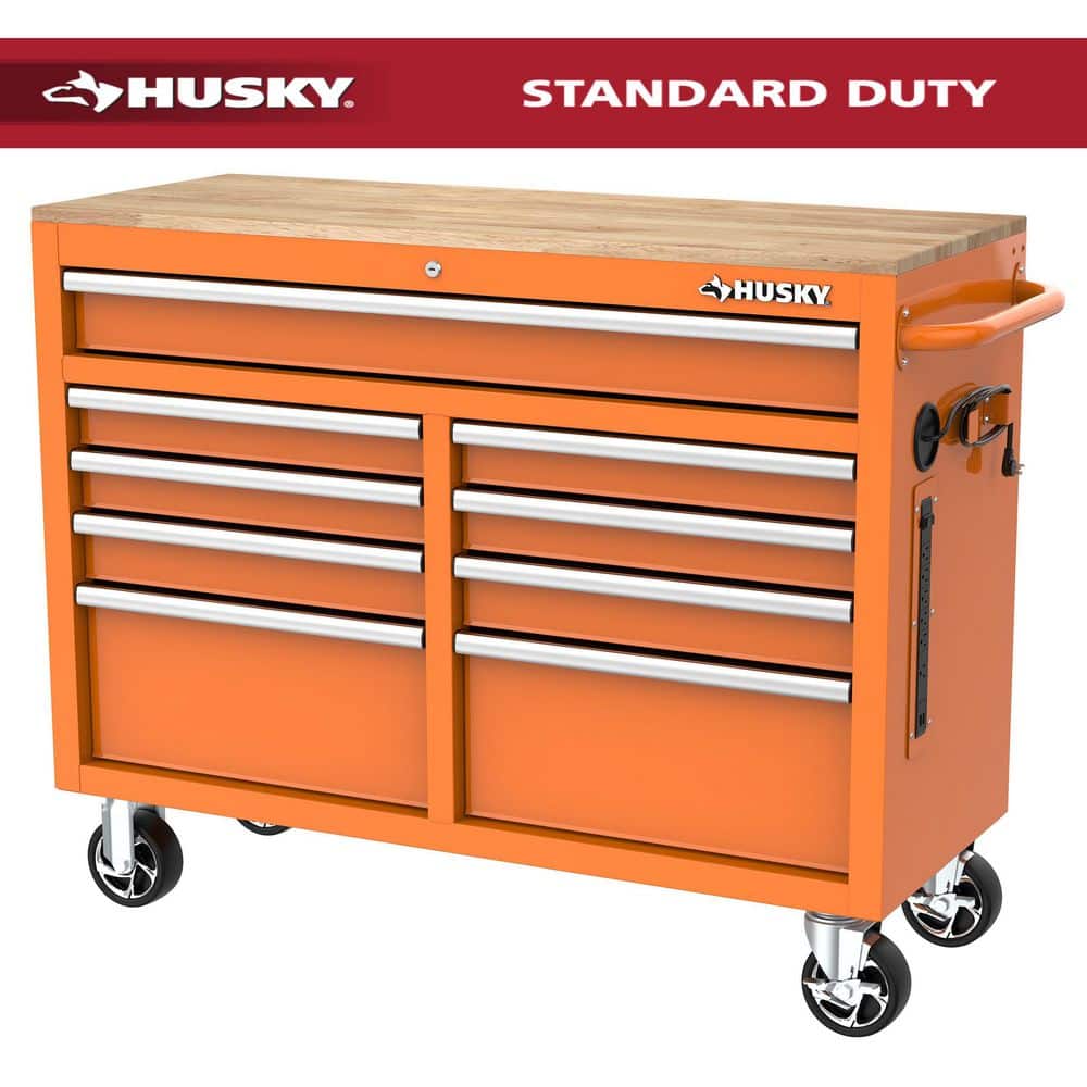 Reviews for Husky 46 in. W x 18 in. D 9-Drawer Gloss Orange Mobile Reviews for Husky 46 in. W x 18 in. D 9-Drawer Gloss Orange Mobile