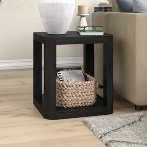 Stellan 20 in. Black Grain Square MDF Top End Table