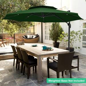 13 ft. Patio Round Umbrella 360-Degree Rotation Cantilever Umbrella with Cover in Dark Green