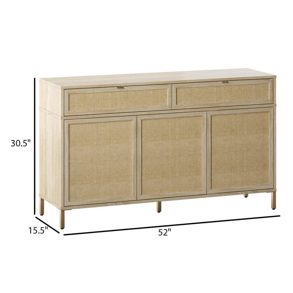 Twin Star Home 52" Sideboard with Drawers and Linen-style Accents