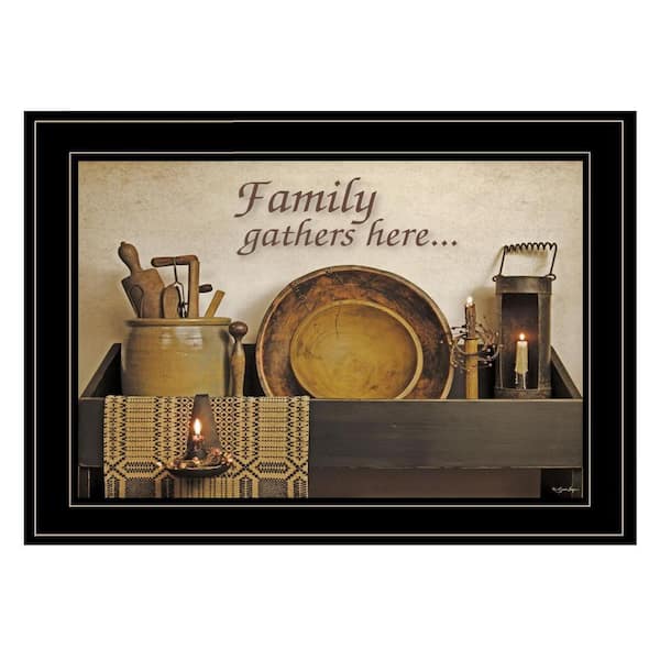 HomeRoots Charlie Family Gather Here 1-Piece Framed Wall Art 15 in. x 19 in.