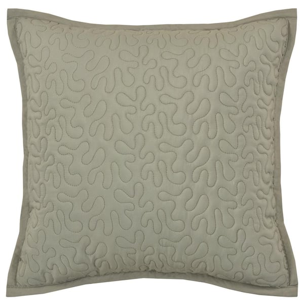Unbranded Evergreen Sage Polyester 16 in. Square Quilted Decorative Throw Pillow