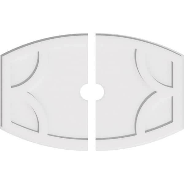 Ekena Millwork 32 in. W x 21-3/8 in. H x 3 in. ID x 1 in. P Kailey Architectural Grade PVC Contemporary Ceiling Medallion (2-Piece)