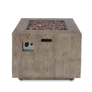 31 in. 50,000 BTU Square MGO Iron Outdoor Patio Fire Pit Table in Brown Wood