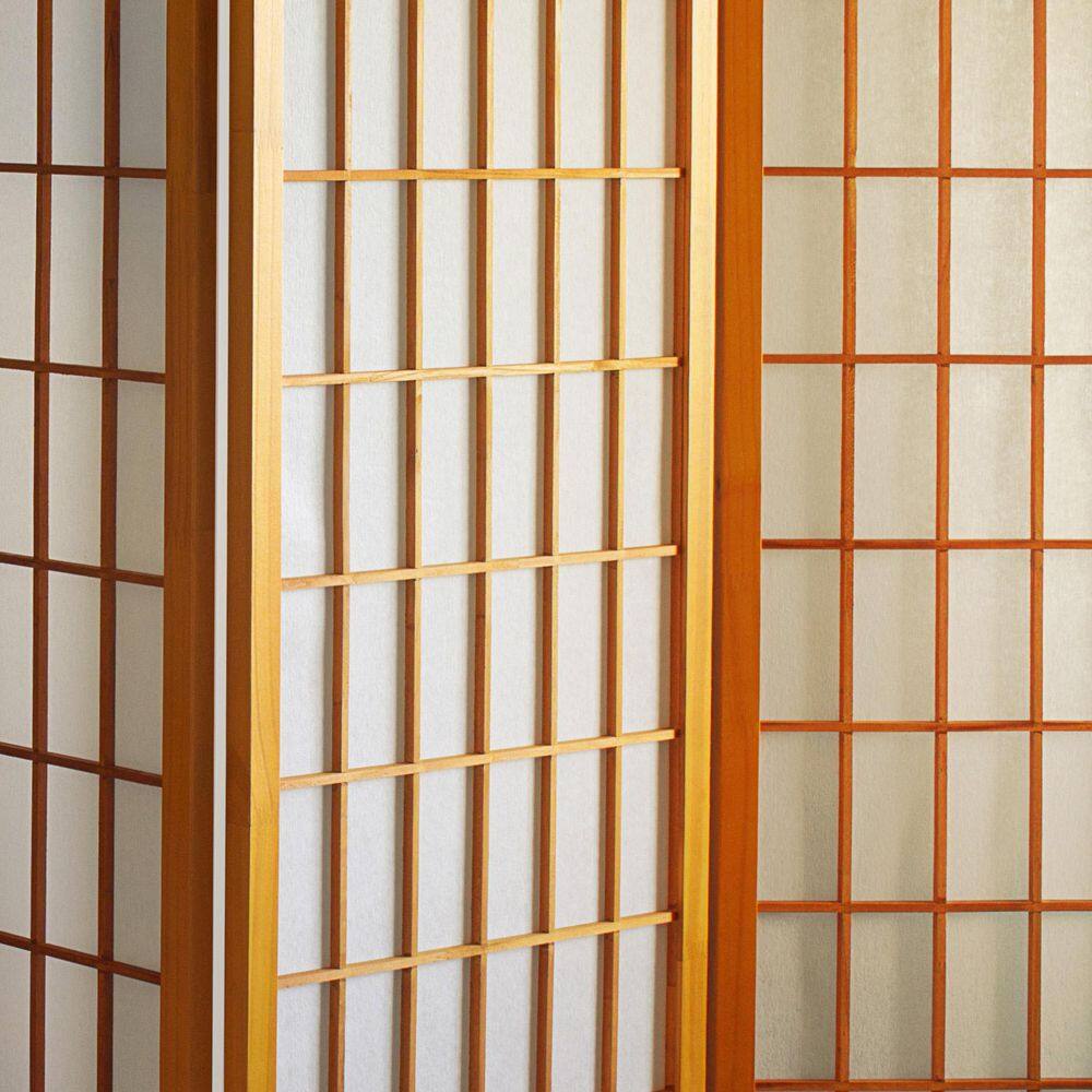 Honey 4-Panel Shoji Folding Room Divider