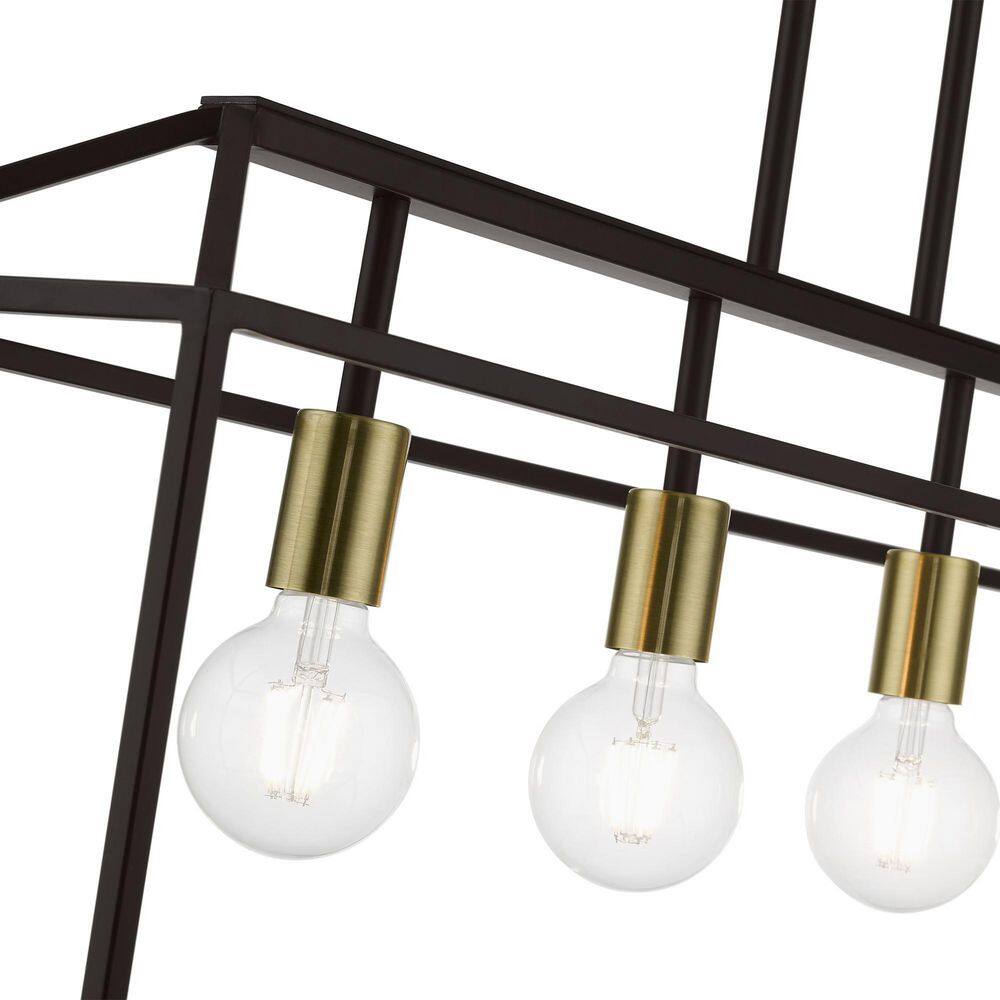 Devone Transitional 4-Light Linear Chandelier in Bronze/Antique Brass