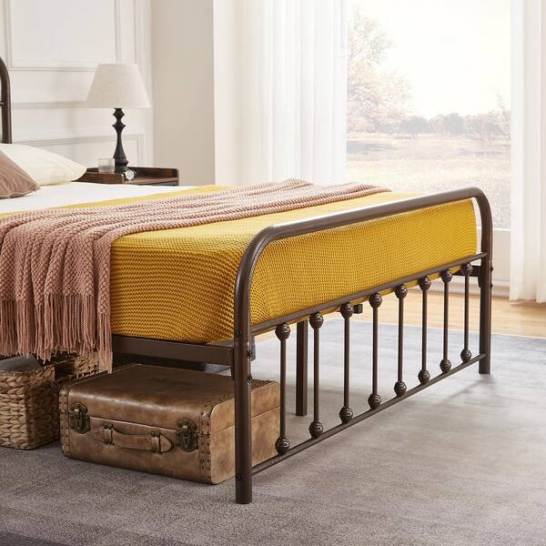 VECELO Victorian Bed Frame Bronze Purple, Heavy Duty Metal