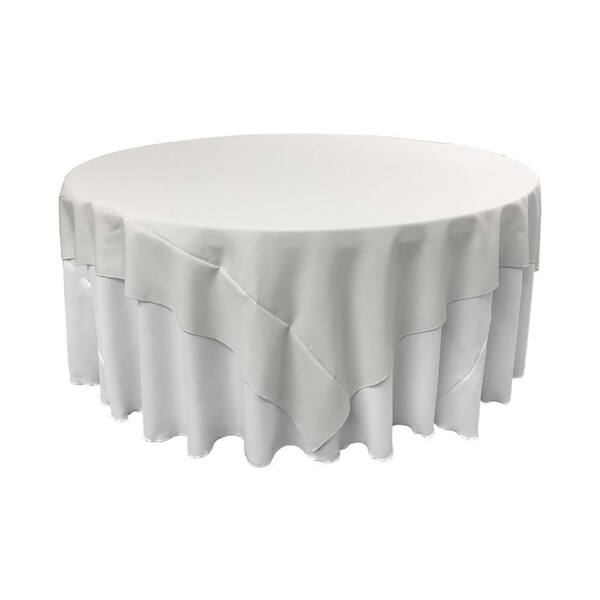 90 in. x 90 in. White Polyester Poplin Square Tablecloth