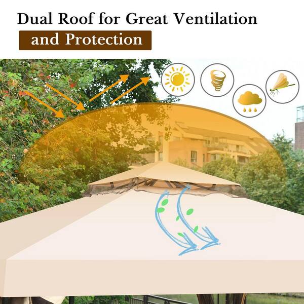 &lt;yaaaaman商品&gt; moscase Gymax 10 ft. x 10 ft. Metal Gazebo with Mosquito Netting