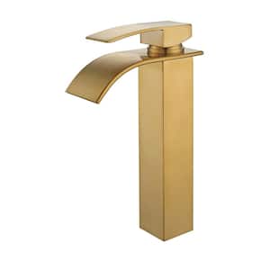 Raina Single-Handle Single-Hole Vessel Bathroom Faucet in Brushed Gold
