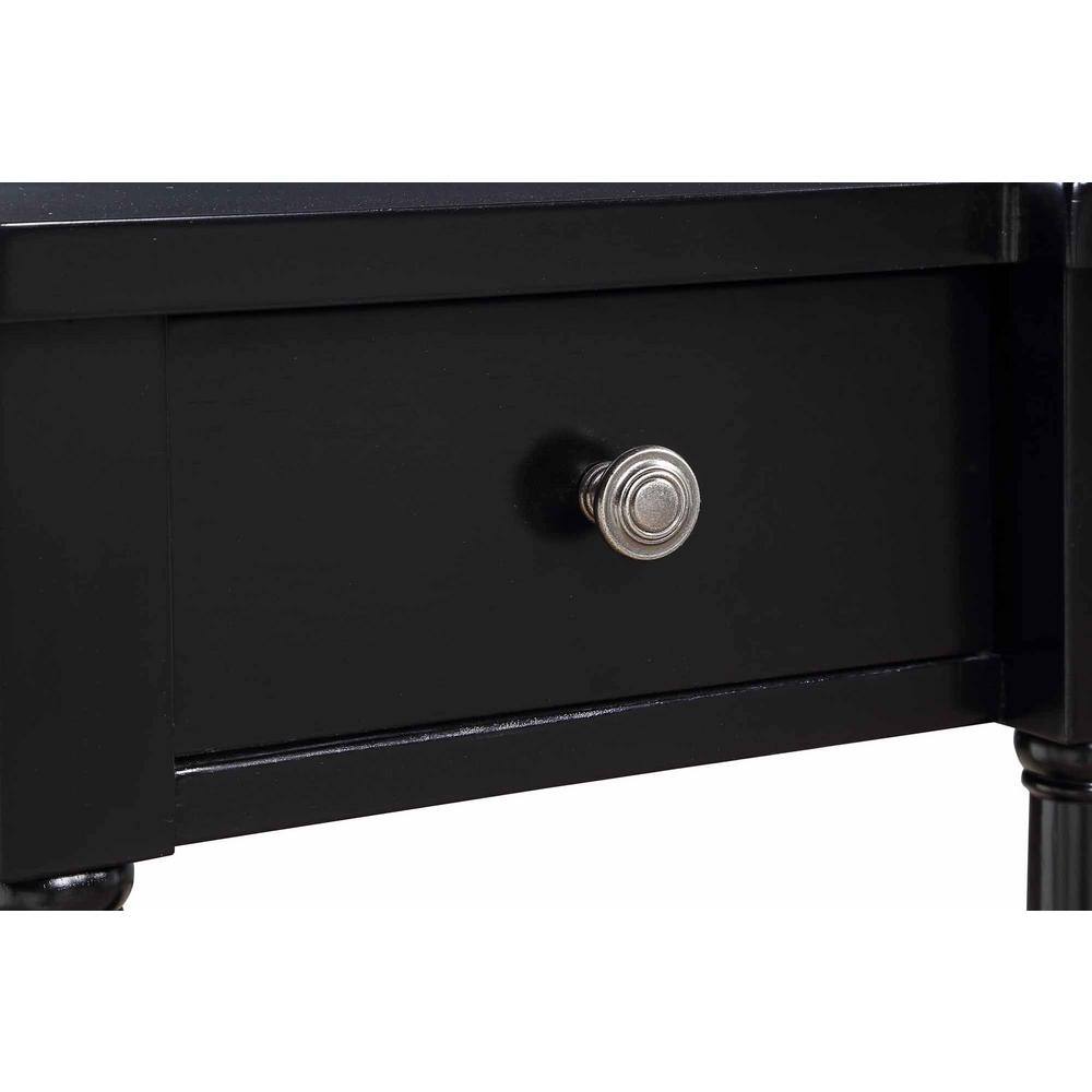 Black Wood Console Table with Storage and Shelf