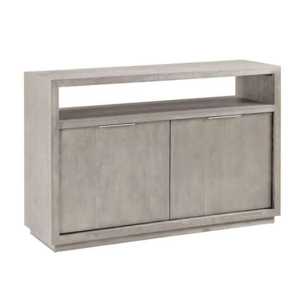 Benjara 54 in. Gray Wood TV Stand Fits TVs Upto 45 in. with 2-Cabinets