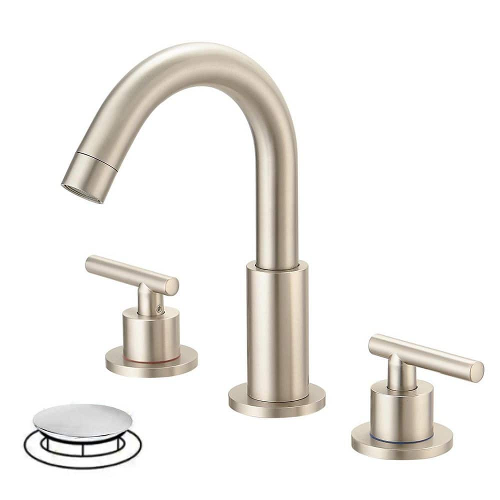 New Farmhouse hot brushed nickel Bathroom sink widespread faucet