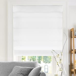 Belgian Snow Cordless Light Filtering Privacy Polyester Roman Shades 31 in. W x 64 in. L