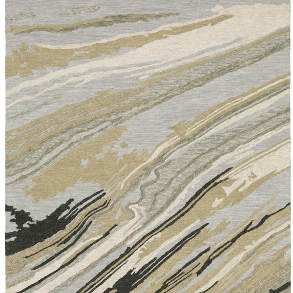 10 ft. x 13 ft. Gray Abstract Washable Area Rug
