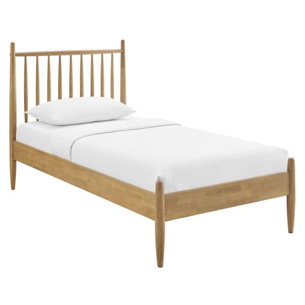 MODWAY Zane Light Oak Brown Solid Rubberwood Frame Twin Spindle