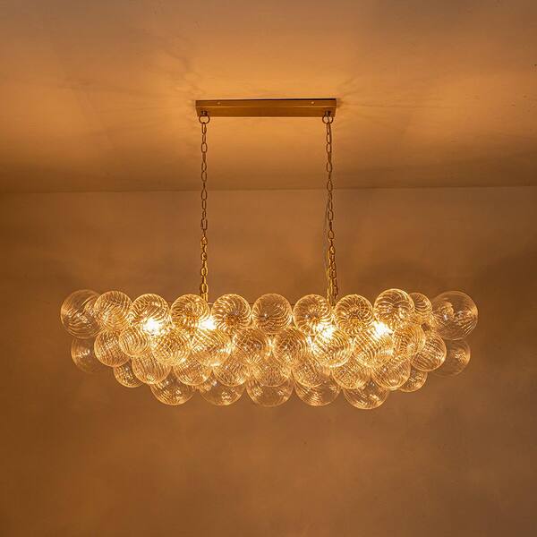 LUMiRiSE / ≠encore. HUOKU Neuvy 8-Light 50.4 in. W Brass Chandelier with Swirled
