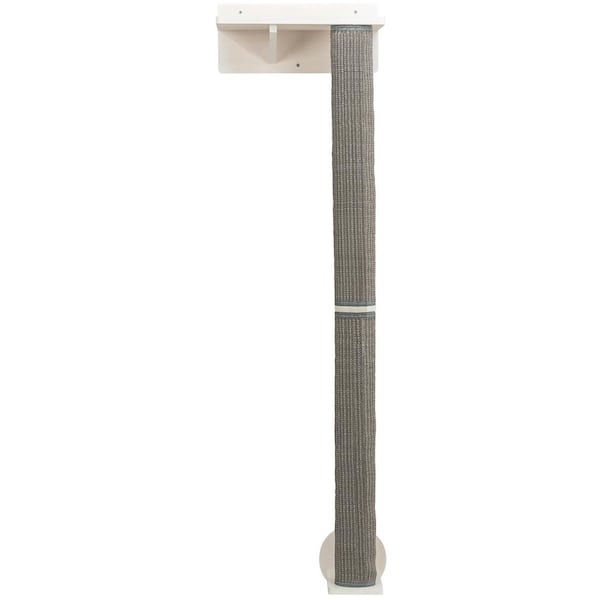 TRIXIE Wall Mount Cat Sisal Scratching Post with Ledge in Gray/White (Set 1)