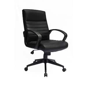 BOSS Black Vinyl Mid-Back Office Chair with Arms