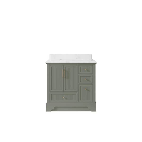 Willow Collections Alys 36 in. W x 22 in. D x 36 in. H Single Sink Bath Vanity Center in Evergreen with 1.5 in. Empira Qt. Top