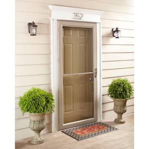2000 Series 32 in. x 80 in. White Universal Full View Retractable Aluminum Storm Door with Brass Hardware
