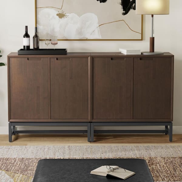 Banting Solid Wood 42 in. Storage Cabinet in Walnut Brown (Set of 2)