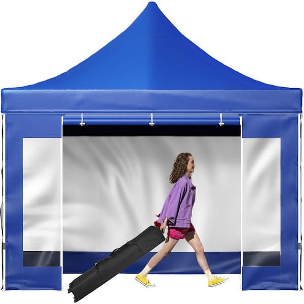 10 ft. x 10 ft. Pop Up Canopy Tent Outdoor Patio Gazebo Tent with Removable Sidewalls and Wheeled Bag for Garden in Blue