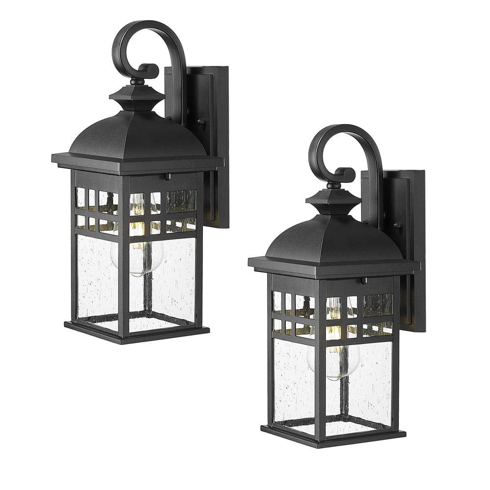 15 in. Black No Motion Sensing Outdoor Hardwired Wall Lantern Sconce with No Bulbs Include 2PK price history on PriceWatchPro