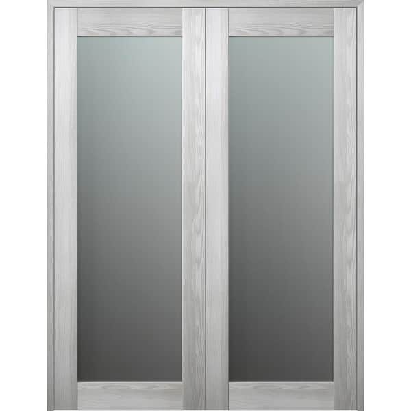 Belldinni Vona 207 72 in. x 80 in. Both Active Full Lite Frosted Glass Ribeira Ash Wood Composite Double Prehung French Door