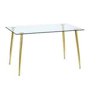 Modern Rectangle Gold Glass 4 Legs Dining Table Seats for 4 (51.20 in. L x 29.80 in. H)