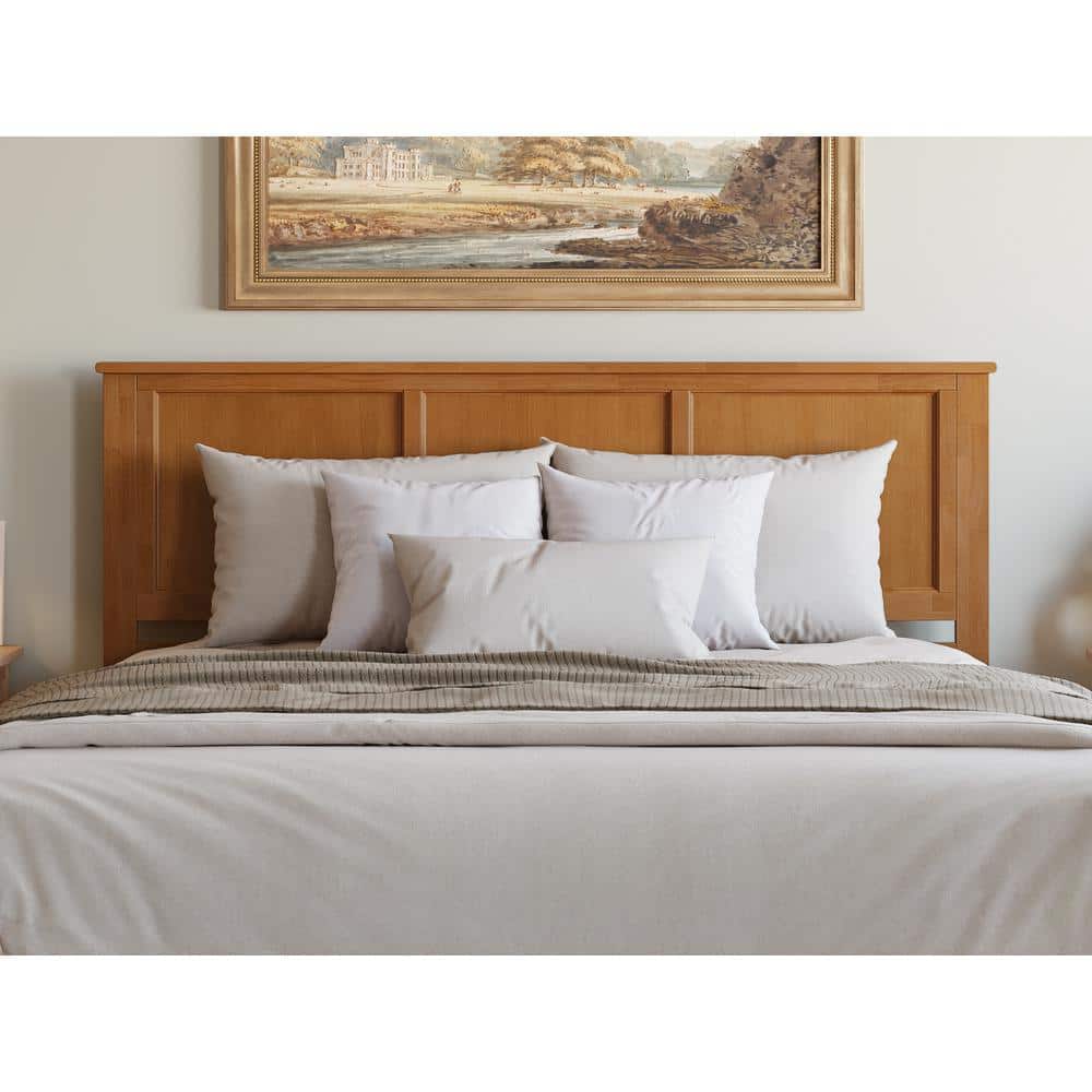Madison King Light Toffee Wood Upholstered Bed with Headboard