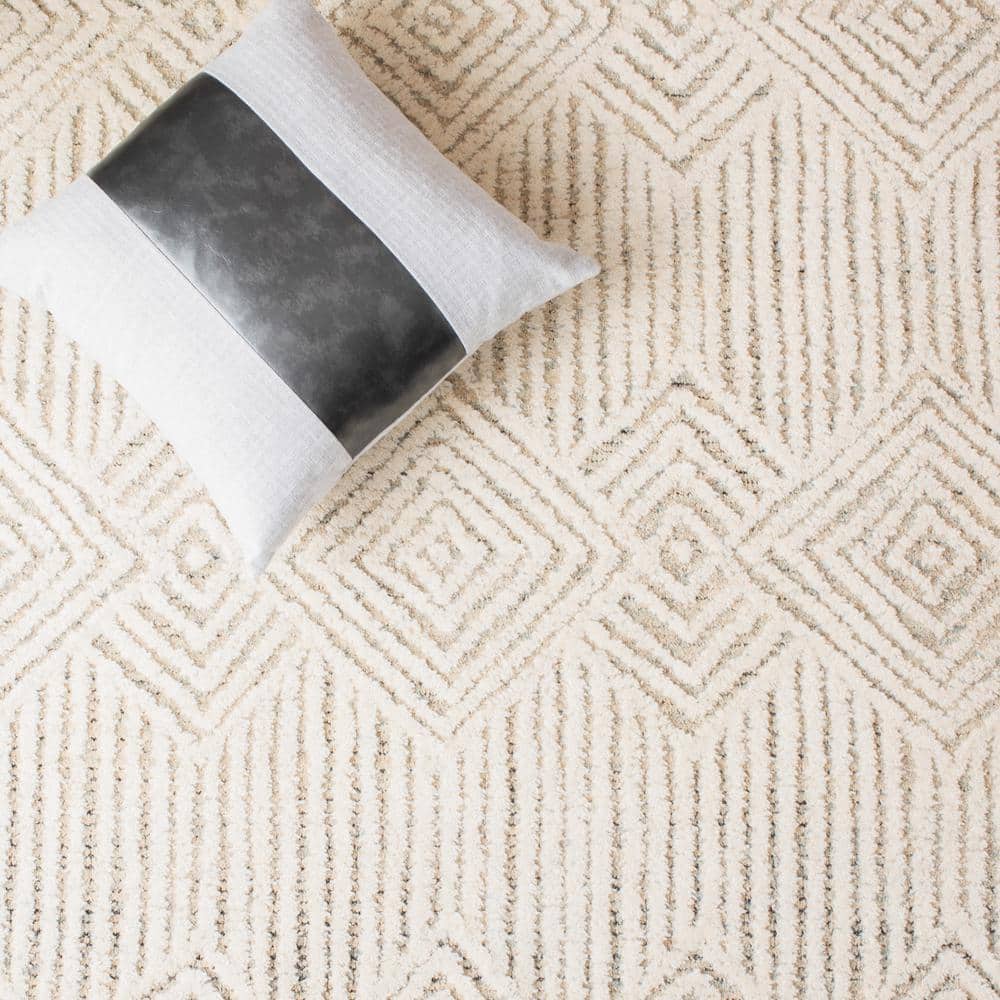 Beige and Ivory Hand-Tufted Wool Runner Rug