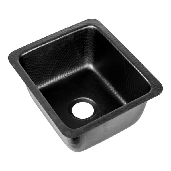 Monarch Abode Monarch Hand Hammered Matte Black 12 Gauge Solid Surface 17 in. Highball Drop-In/Undermount Bar Sink