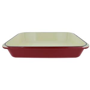 15 in. x 10 in. Red Chasseur French Enameled Cast Iron Rectangular Roaster