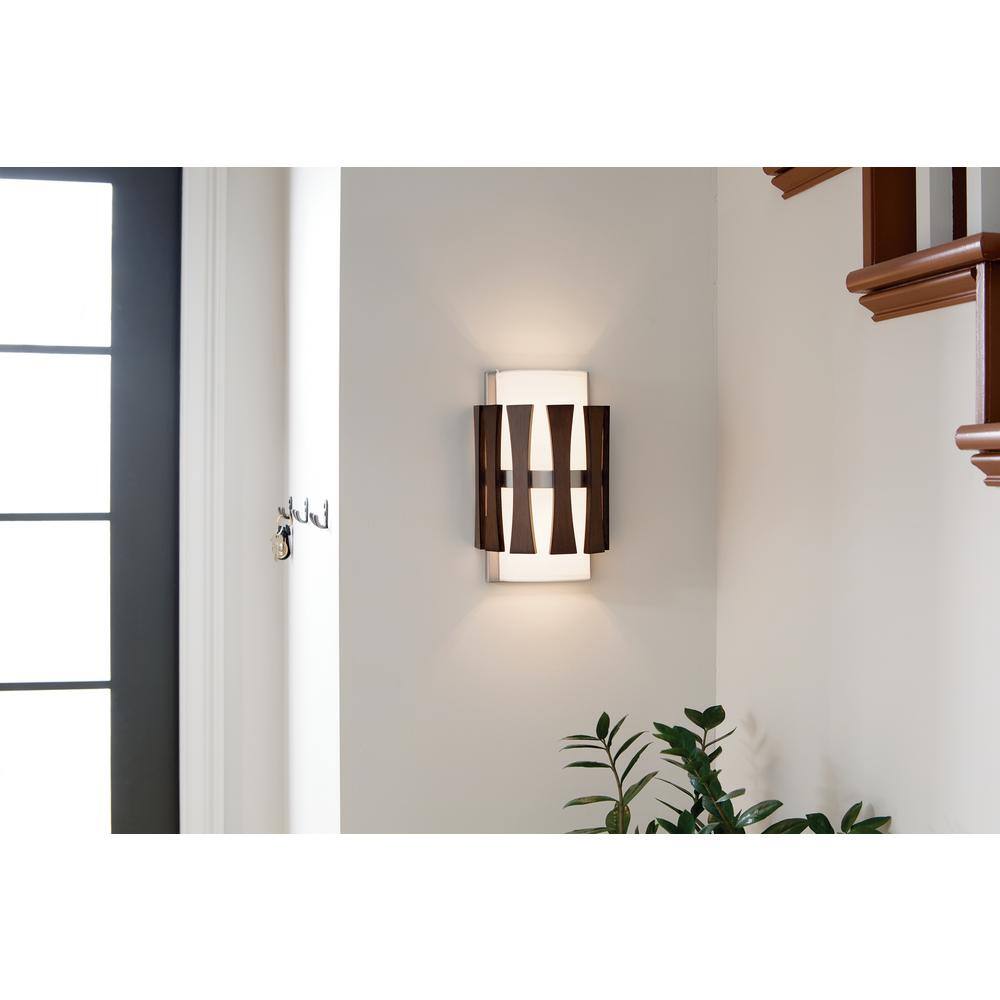 Auburn Stained Wood and Clear Glass Wall Sconce